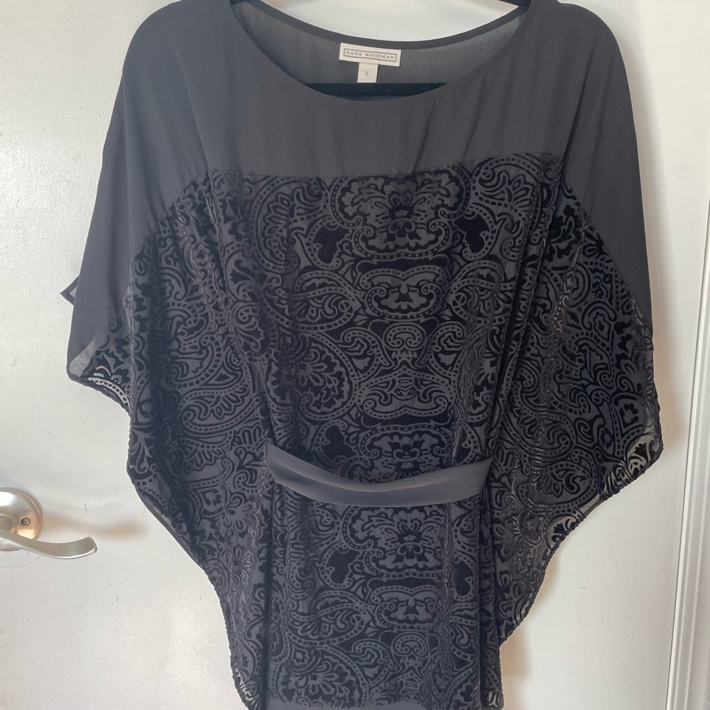 Velvet detail kaftan style tunic